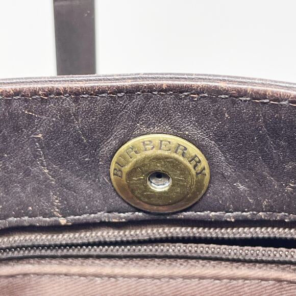 Burberry Nova Check Leather Shoulder Bag Leather Trim Brown Gold Tone Hardware - Picture 13 of 15